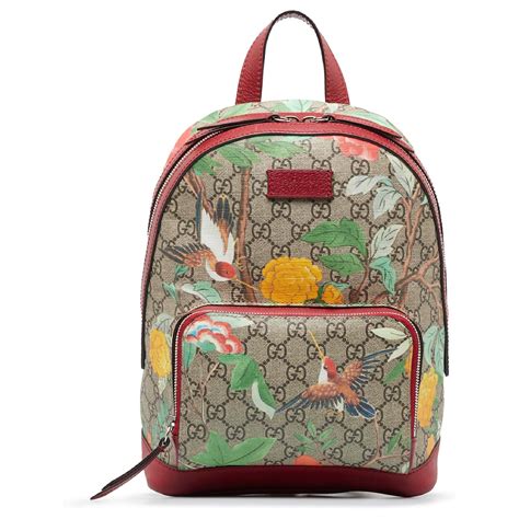 Gucci Red GG Supreme Canvas Tian Backpack Small 